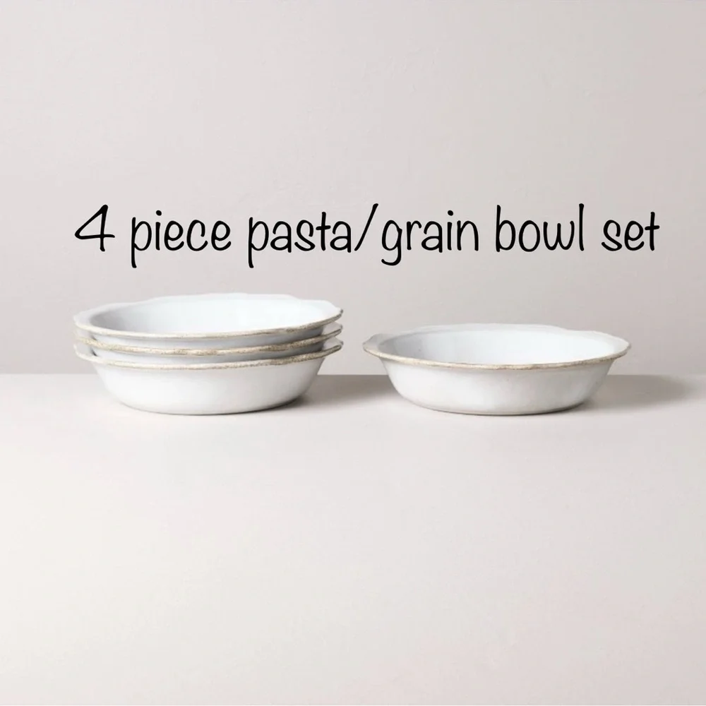 Hearth & Hand Set Of 4 Carved Edge Pasta/Grain Bowl Cream